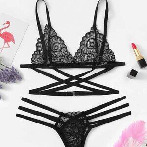 Criss Cross Ladder Cut-Out Lingerie Set